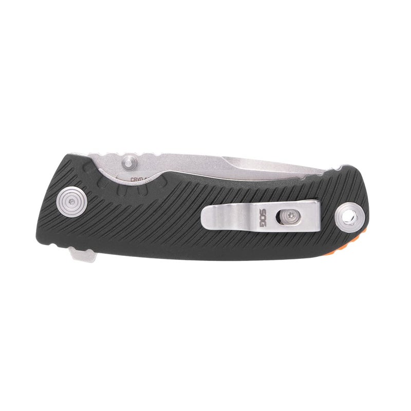 Sog Tellus Atk Outdoor Assisted Opening Frame Lock Folding Knife | Ambidextrous Grn Handle | Cryo 440C Stainless Steel Blade | Adjustable Belt Clip  Black/Blaze Orange - Image 2