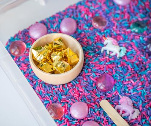 Sensory-N-Stuff Unicorn Sensory Bin Kit for Kids Pink Purple Blue Rice Unicorn Figurines Charms Crystals Wooden Tools Includes Clear Storage Bin - Image 5