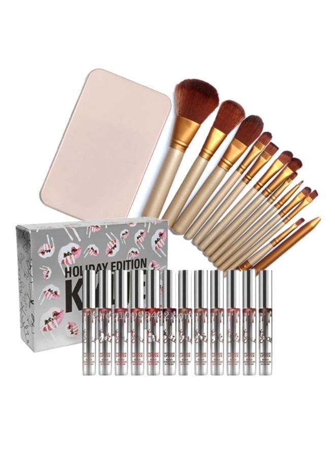 نيبمينينت طقم فراشي مكياج من 12 قطعة مع ملمع شفاه مطفأ متعدد الألوان - Image 1