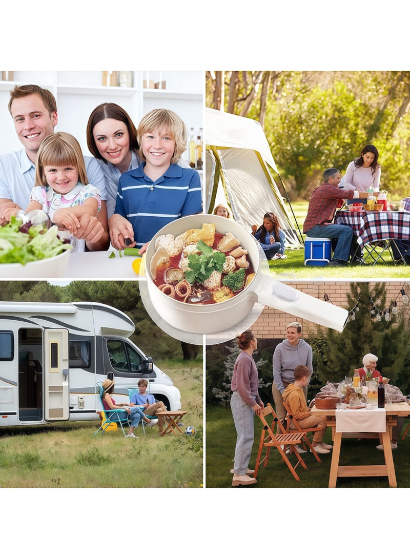 صاروخ فلاير روكيت فلاير وعاء ساخن كهربائي 2 لتر طباخ محمول متعدد الوظائف 800 واط طباخ كهربائي سريع المعكرونة مقلاة غير لاصقة لشرائح اللحم والبيض والرامين ودقيق الشوفان تعديل الطاقة المزدوج (2 لتر) - Image 5