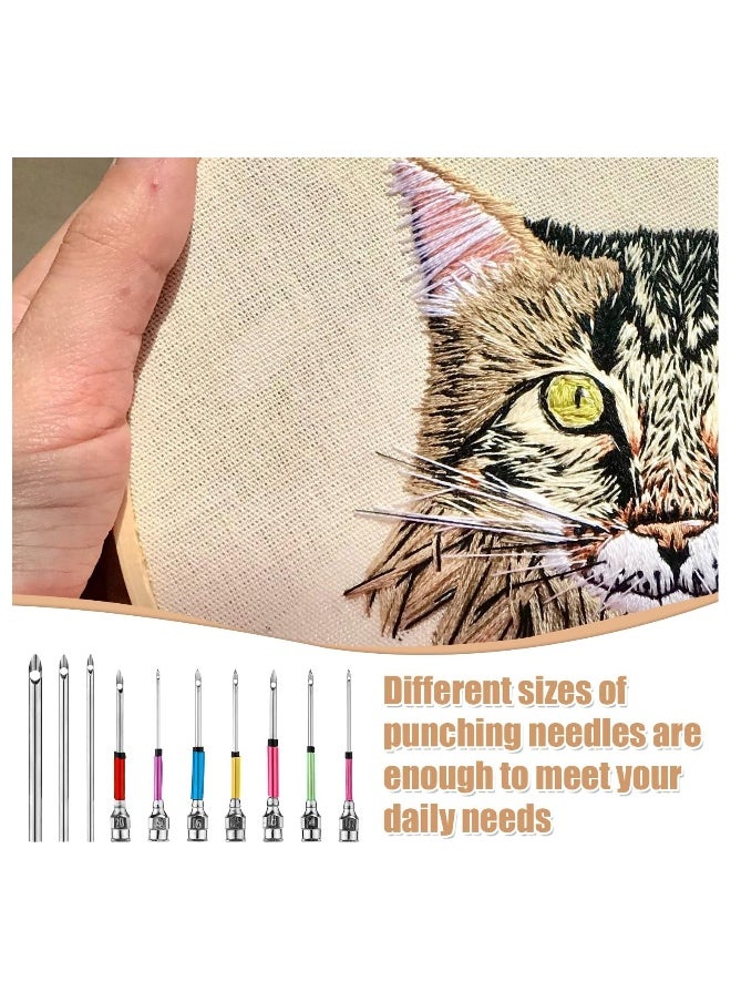 Generic 13pcs Punch Needle Kits Adjustable Punch Needle Tool Embroidery Needles Set Sewing Art Needles with 7 Size Punch Needle Heads Seam Ripper for Adults Beginner Floss Cross Stitch DIY Craft  - Image 5