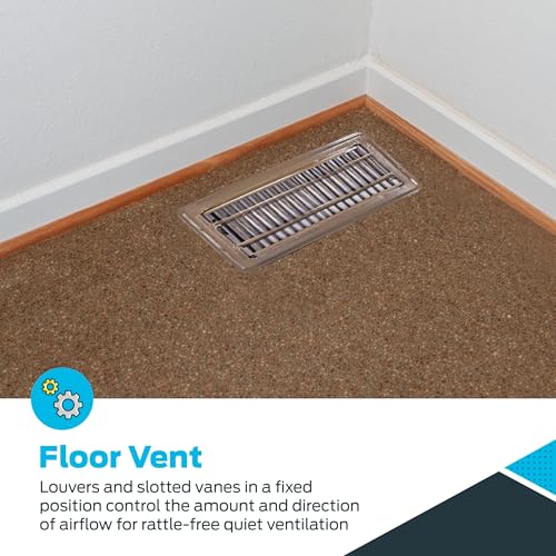 EZ-FLO 4 x 10 Inch (Duct Opening) Floor Register Vent Cover, One-Way Ventilation Register Diffuser, Solid Steel HVAC Air Vent Cover, Brown, 61602 - Image 4