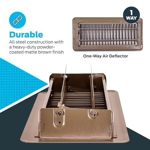 EZ-FLO 4 x 10 Inch (Duct Opening) Floor Register Vent Cover, One-Way Ventilation Register Diffuser, Solid Steel HVAC Air Vent Cover, Brown, 61602 - Image 5