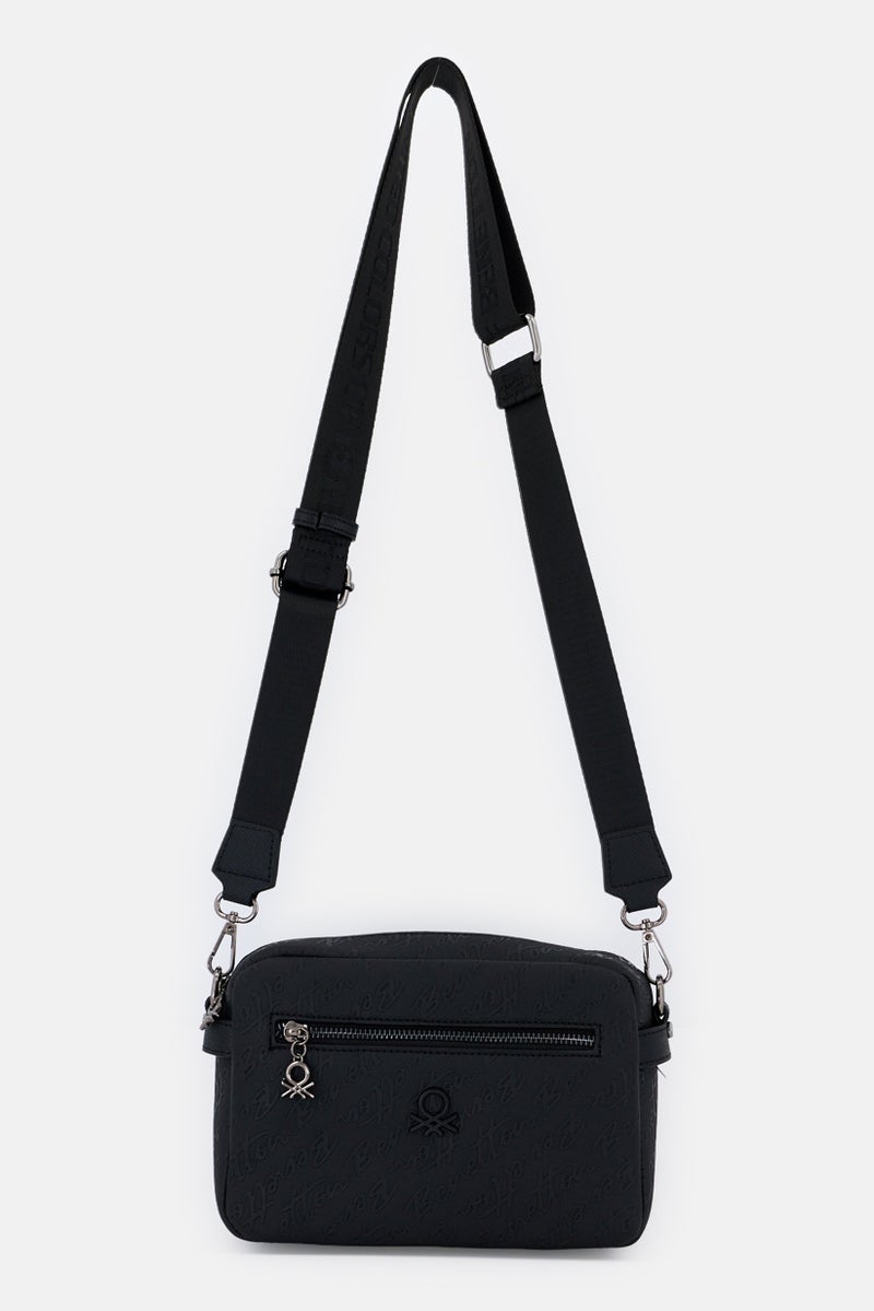 UNITED COLORS OF BENETTON Women Brand Logo Cross Body Bag, Black  - Image 1