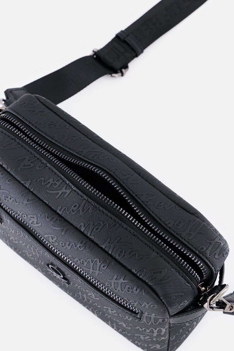 UNITED COLORS OF BENETTON Women Brand Logo Cross Body Bag, Black  - Image 3