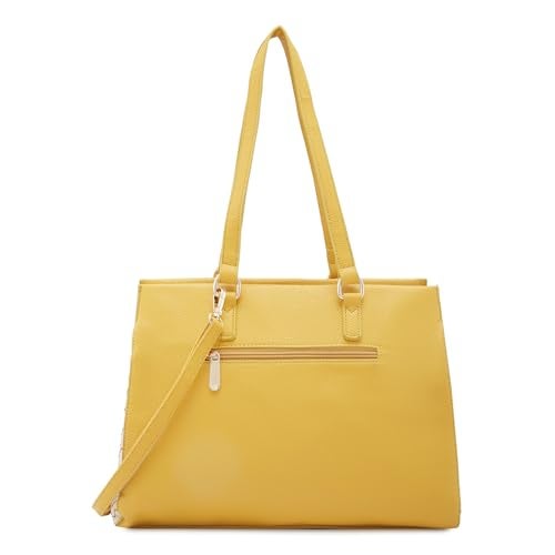 Caprese Shane Satchel, Yellow-Large | Sleek Solid Designed Shoulder Bag for Women with Adjustable Sling Strap | Easy Back Access Pocket & Spacious | Perfect for College & Office Use - Image 2