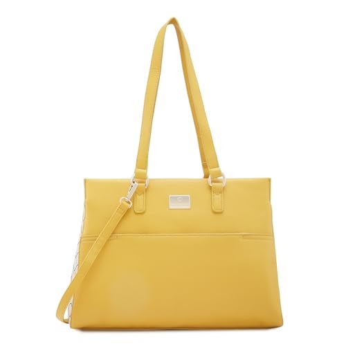 Caprese Shane Satchel, Yellow-Large | Sleek Solid Designed Shoulder Bag for Women with Adjustable Sling Strap | Easy Back Access Pocket & Spacious | Perfect for College & Office Use - Image 1