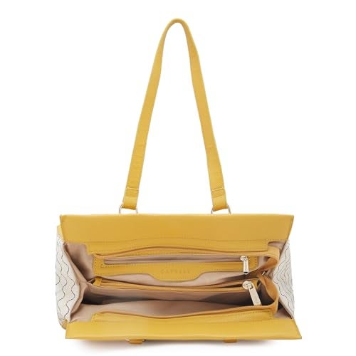 Caprese Shane Satchel, Yellow-Large | Sleek Solid Designed Shoulder Bag for Women with Adjustable Sling Strap | Easy Back Access Pocket & Spacious | Perfect for College & Office Use - Image 4