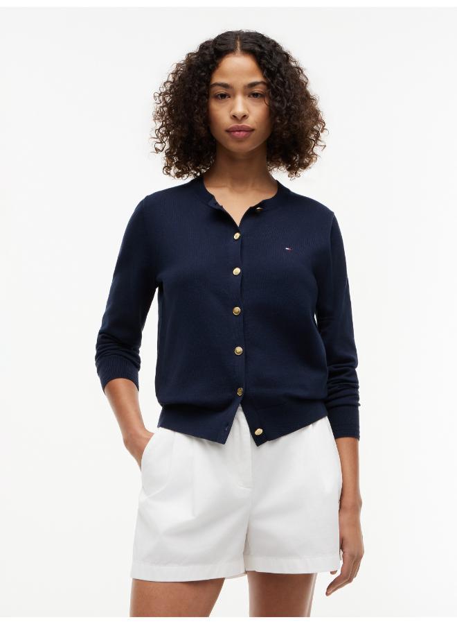 TOMMY HILFIGER Fine Knit Jersey Crew Neck Cardigan - Image 1