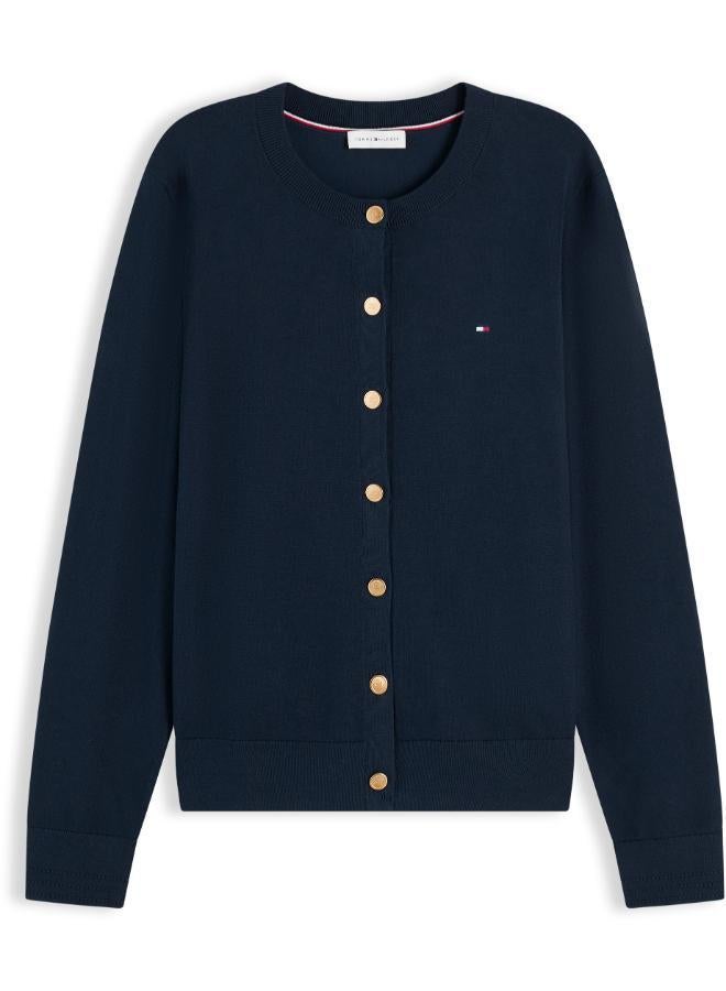 TOMMY HILFIGER Fine Knit Jersey Crew Neck Cardigan - Image 5