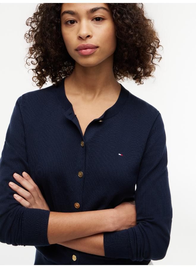 TOMMY HILFIGER Fine Knit Jersey Crew Neck Cardigan - Image 3
