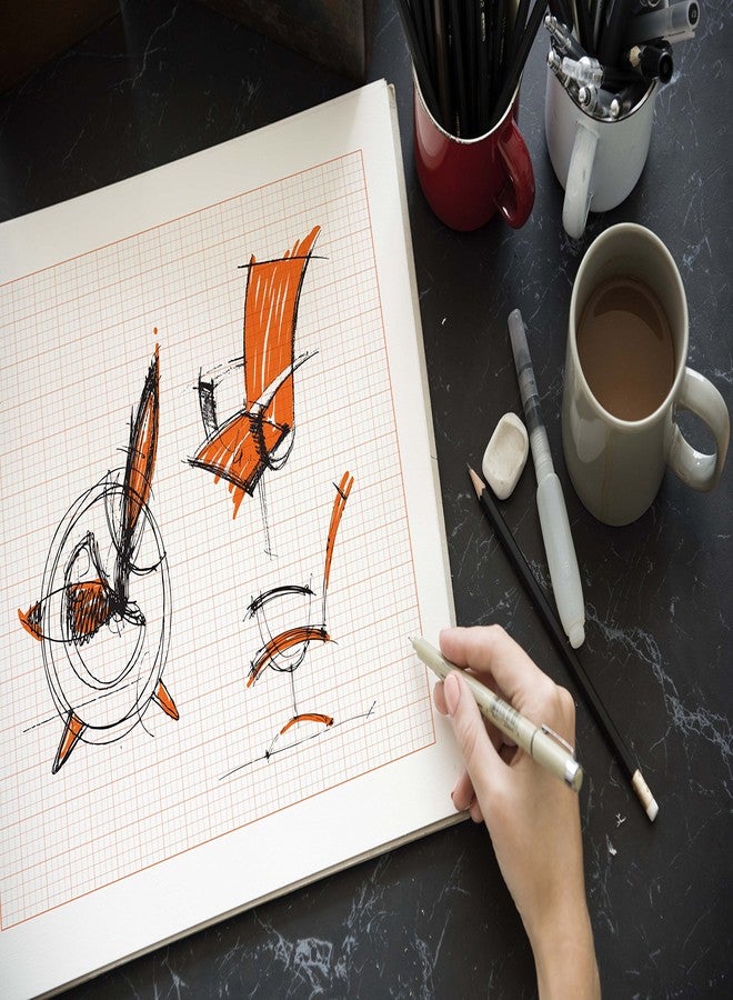 Design Ideation Grid PAD. Removable Sheet. Premium Paper. Smart-Bind Reinforced Lay Flat Binding. Orange Grid. (8.5" X 11") PAD-2550-TS (2 Book Value Pack) - Image 4