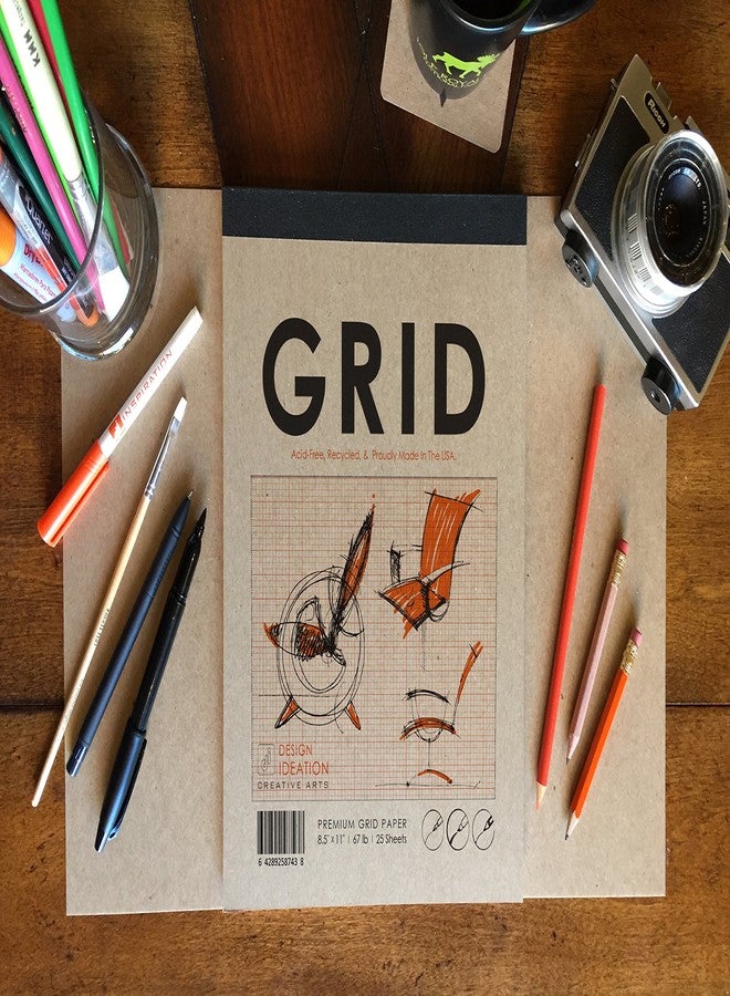 Design Ideation Grid PAD. Removable Sheet. Premium Paper. Smart-Bind Reinforced Lay Flat Binding. Orange Grid. (8.5" X 11") PAD-2550-TS (2 Book Value Pack) - Image 2