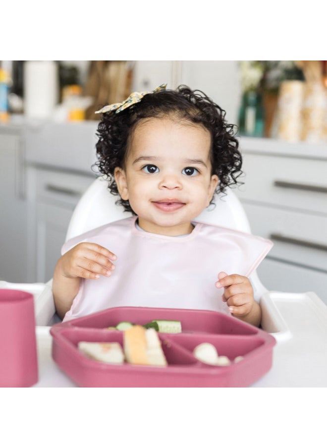 Tiny Twinkle Tiny Twinkle Mess-Proof Baby Bib - Waterproof Bib for Baby Girl - Machine Washable - Adjustable Closure - PVC BPA & Phthalate Free -Great for Travel - Baby Food Bibs (3 Pack, Taupe, Dandelion)  - Image 4