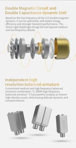 CCA C12 in Ear Monitor Headphones 5BA 1DD Hybrid HiFi IEM Earphones Noise Isolating Stereo Wired Earbuds for Musicians Audiophile Singers DJ（with mic） - Image 3
