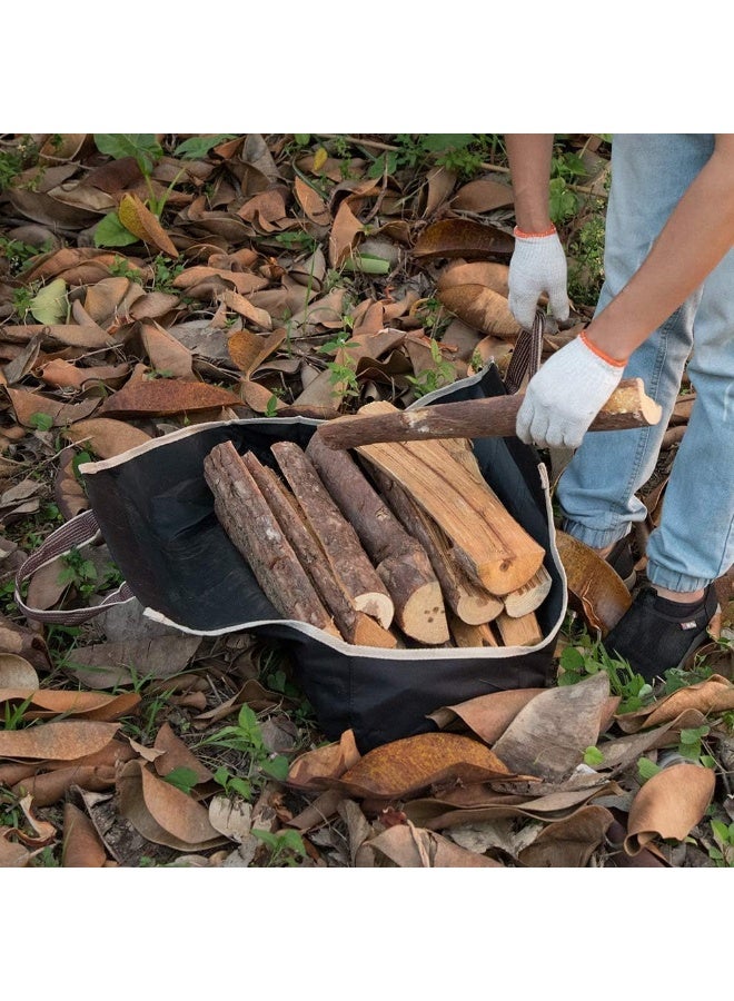 Generic Amagabeli Garden Home Large Canvas Log Tote Bag Carrier Indoor Fireplace Firewood Totes Holders Round Woodpile Rack Fire Wood Carriers Carrying For Outdoor Tubular Birchwood Stand By Hearth Stove  - Image 2