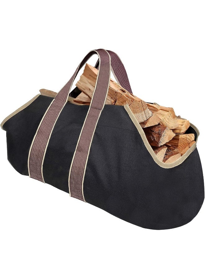 Generic Amagabeli Garden Home Large Canvas Log Tote Bag Carrier Indoor Fireplace Firewood Totes Holders Round Woodpile Rack Fire Wood Carriers Carrying For Outdoor Tubular Birchwood Stand By Hearth Stove  - Image 4