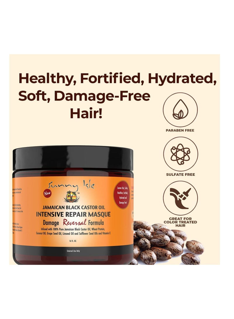 صاني آيل قناع الإصلاح المكثف بزيت الخروع الجامايكي أسود 16 أوقية - Image 4