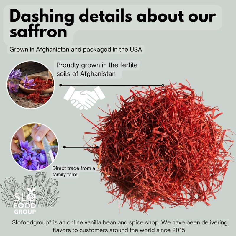 Slofoodgroup Persian Saffron Spice from Afghanistan by Slofoodgroup, Premium Quality Saffron Threads, All Red Saffron filaments for cooking, tea, Baking and More, Grade 1 Quality 1 Gram - Image 3