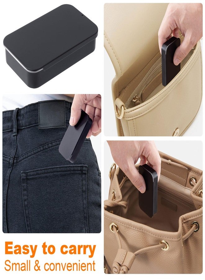 OIIKI 4 PCS Dental Floss Portable Case, Metal Sliding Dental Floss Dispenser, Mini Rectangular Refillable Glide Containers, Travel Floss Box for Travel, Home Cleaning - Black - Image 4