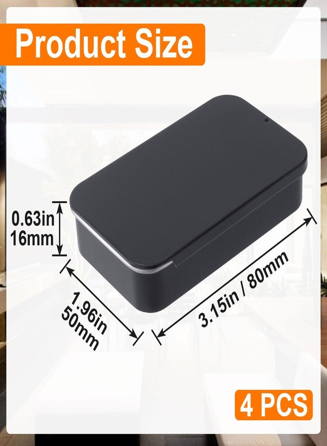 OIIKI 4 PCS Dental Floss Portable Case, Metal Sliding Dental Floss Dispenser, Mini Rectangular Refillable Glide Containers, Travel Floss Box for Travel, Home Cleaning - Black - Image 2