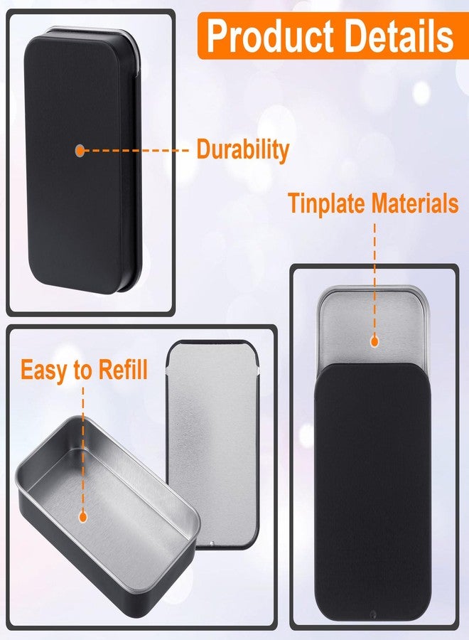 OIIKI 4 PCS Dental Floss Portable Case, Metal Sliding Dental Floss Dispenser, Mini Rectangular Refillable Glide Containers, Travel Floss Box for Travel, Home Cleaning - Black - Image 3