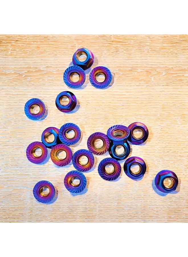 Burnt Blue M6 Stainless Steel Flange Lock Nuts 10pcs For Motorcycle EV Modification - Image 1