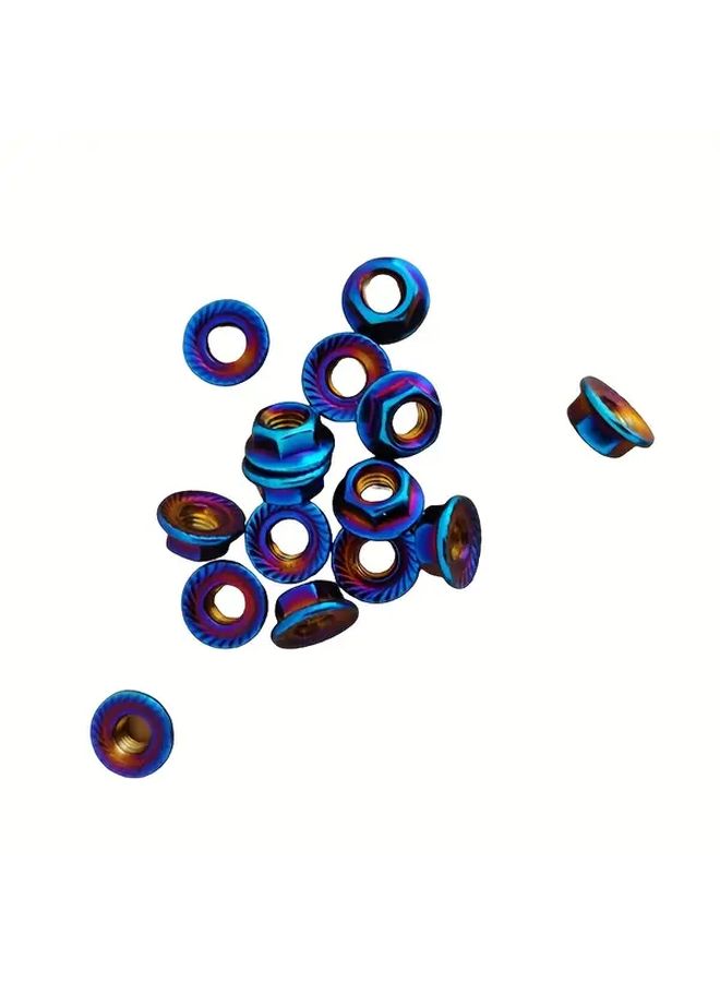 Burnt Blue M6 Stainless Steel Flange Lock Nuts 10pcs For Motorcycle EV Modification - Image 5