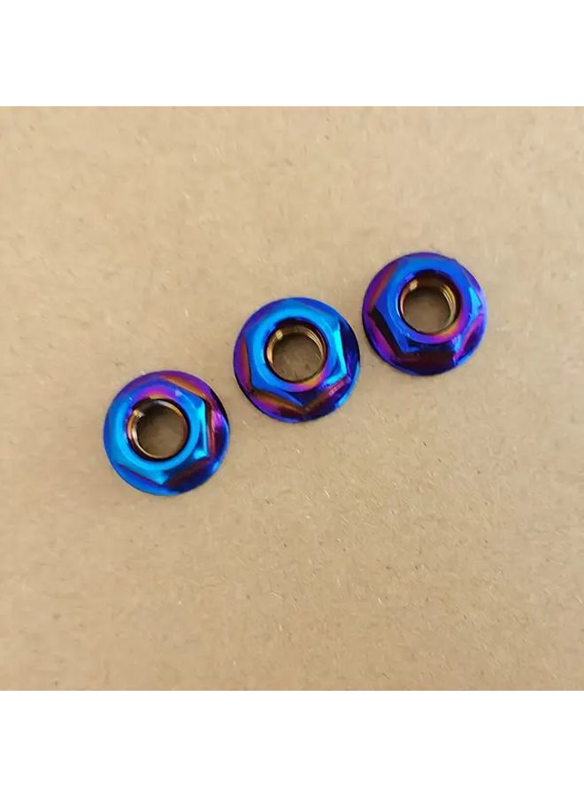 Burnt Blue M6 Stainless Steel Flange Lock Nuts 10pcs For Motorcycle EV Modification - Image 3
