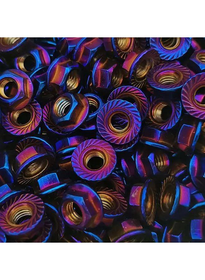 Burnt Blue M6 Stainless Steel Flange Lock Nuts 10pcs For Motorcycle EV Modification - Image 4