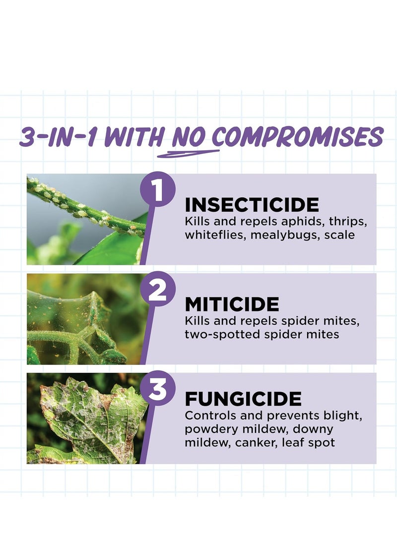 Earth's Ally بخاخ نباتات Earth's Ally 3 في 1 سعة 24 أونصة جاهز للاستخدام | أفضل من زيت النيم | مبيد حشري ومبيد فطريات ومكافحة سوس العنكبوت للزراعة العضوية، طارد للآفات للنباتات المنزلية الداخلية والحدائق الخارجية - Image 3