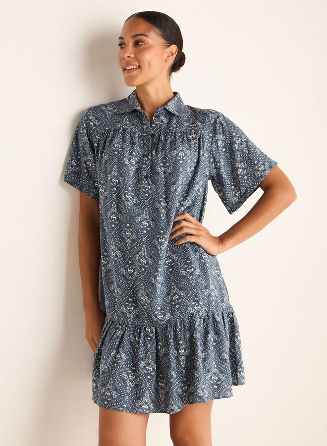 Splash FAV Set of 2 - Assorted Viscose Night Dress with Collar and Short Sleeves - Image 3