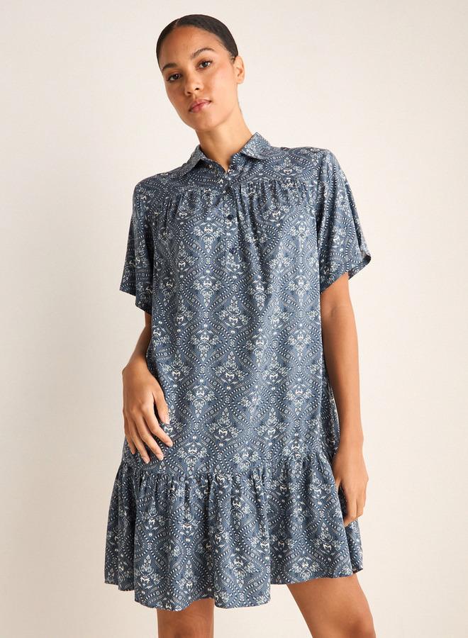 Splash FAV Set of 2 - Assorted Viscose Night Dress with Collar and Short Sleeves - Image 2