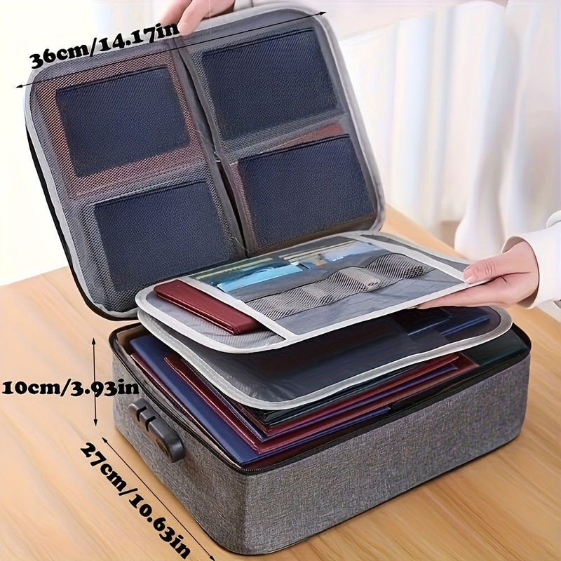Black Fireproof Document Storage Bag With Lock For Office Travel Home Use - Image 3