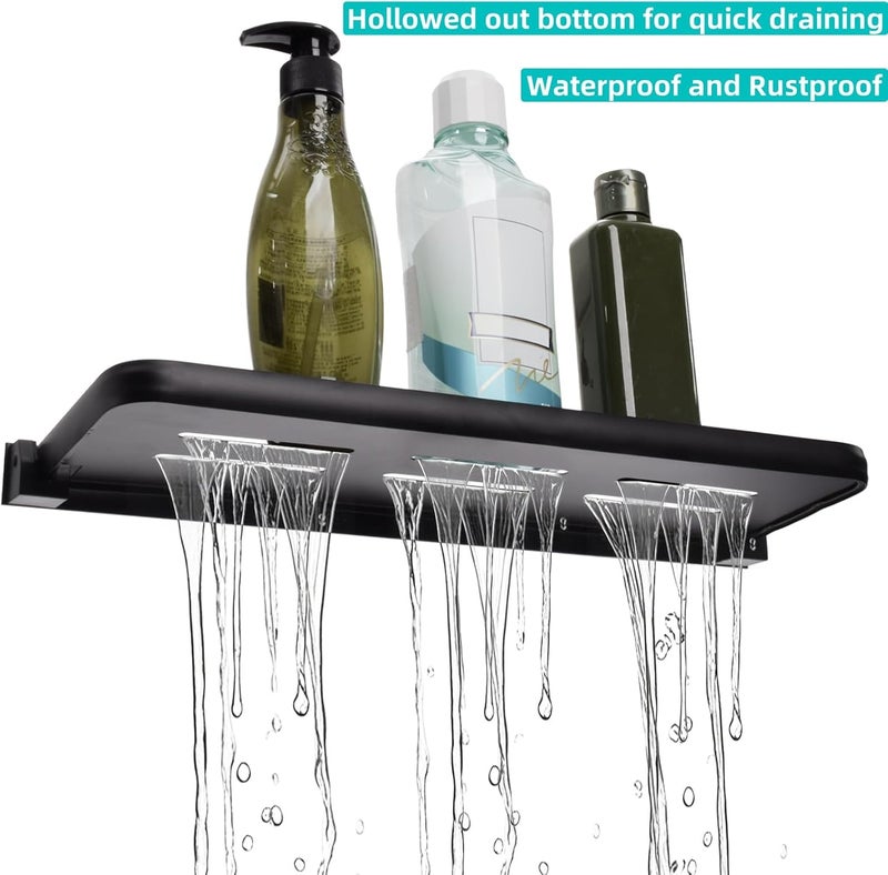 DEAYOU 2 Pack Folding Wall Shelf for Bathroom, 90° Fold Up Floating Shelf, Wall Mounted Drop Down Metal Shelves for RV, Campers, Laundry Room, Toilet Room, Kitchen, Waterproof, Space Saving, Black - Image 5