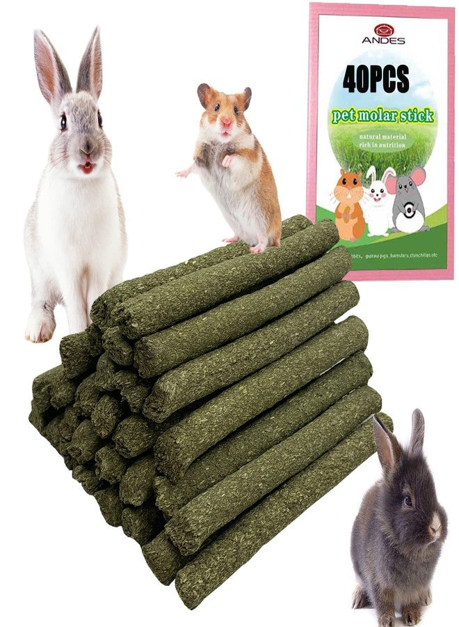 ANDES Rabbit Chew Toys 40pcs Timothy Hay Sticks About 14oz/400g Hamster Molar Snacks Handmade are Perfect Food Accessories for Bunny Guinea Pigs Rats Chinchillas Gerbils (40pcs Timothy Hay Sticks) - Image 1