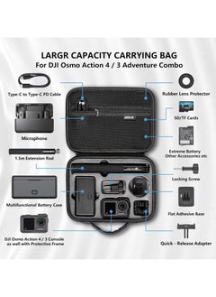 Generic Suitable for DJI Osmo Action 4 / Action 3 Adventure Combo Camera Suitcase.PU Leather Travel and Storage Bag, Compatible with DJI Osmo Action 4 / Action 3 Adventure Combo Accessories  - Image 2