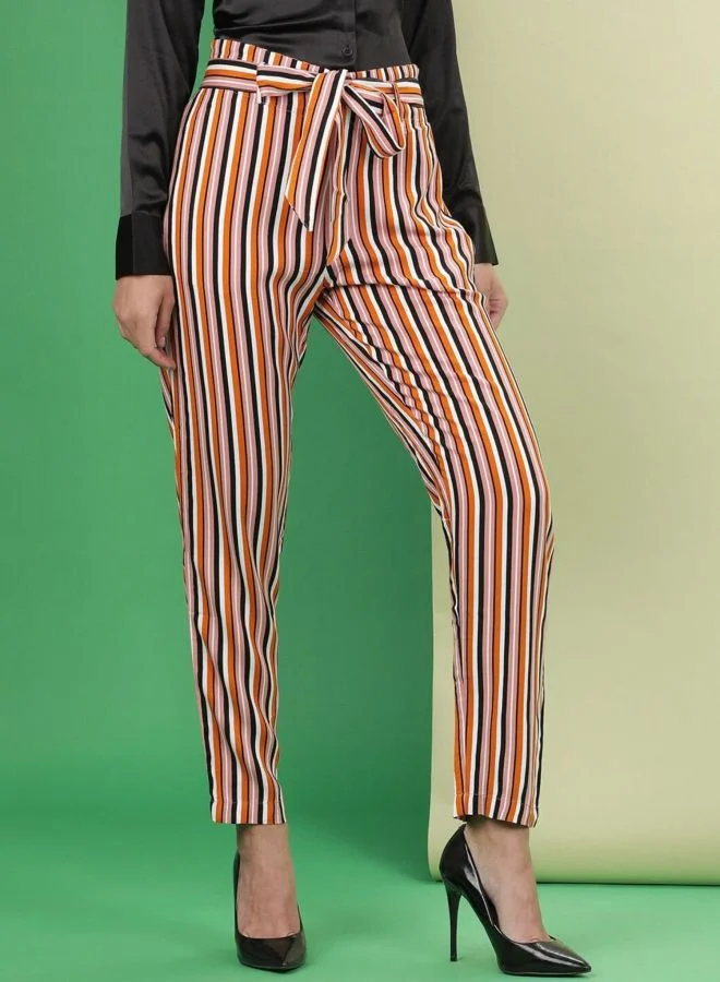Freehand Women Tapered Stripe High Rise Pant