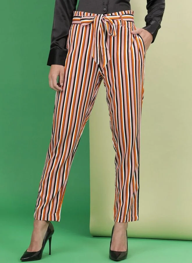 Freehand Women Tapered Stripe High Rise Pant