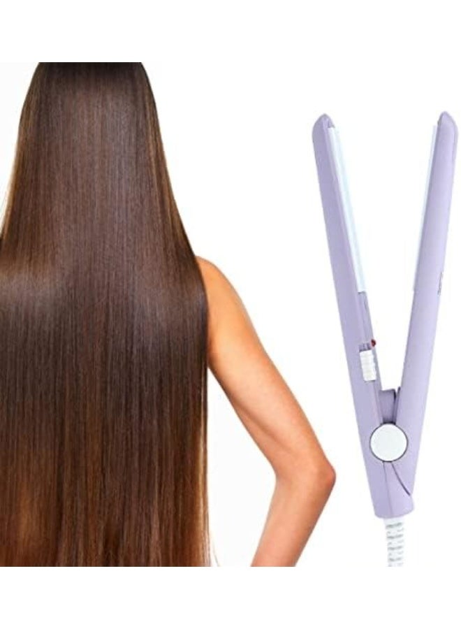 Generic Mini Ceramic Hair Straightener for Women 2 in 1 Portable Curling Iron Suitable for Short, Long Hair and Beard Multicolour  - Image 2