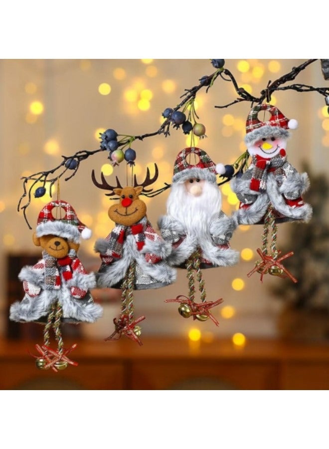 GGEROU 4PCS Plush Doll Festival Tree Ornaments, Pendants Decorations Snowman Reindeer Bear Plush Hanging Doll Ornaments Decorations - Image 2