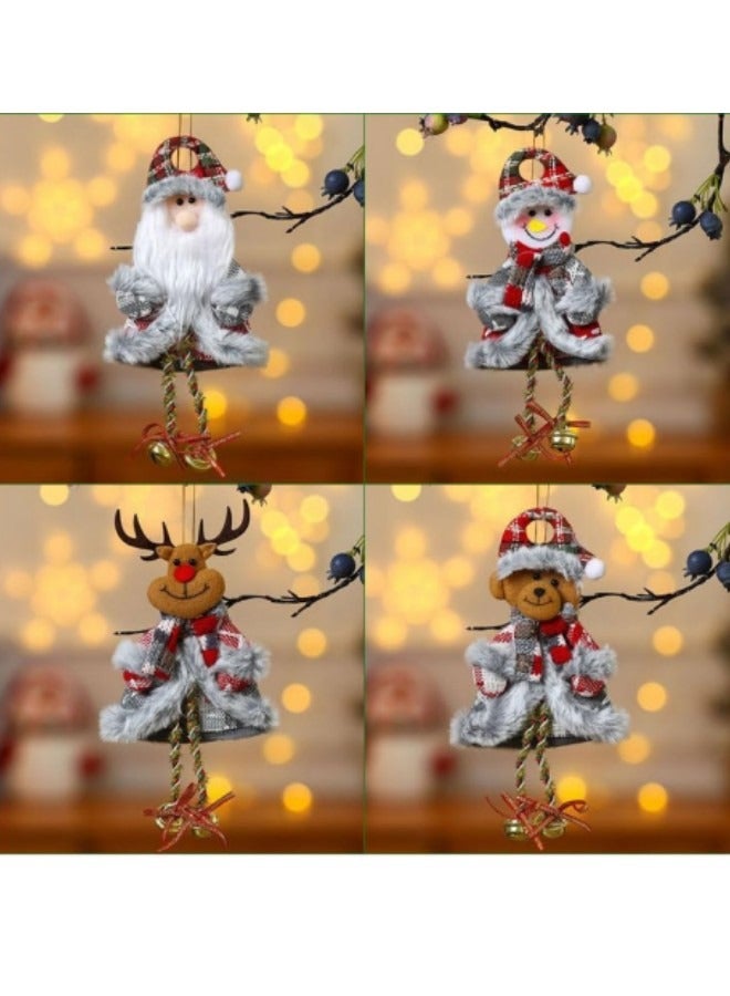 GGEROU 4PCS Plush Doll Festival Tree Ornaments, Pendants Decorations Snowman Reindeer Bear Plush Hanging Doll Ornaments Decorations - Image 3