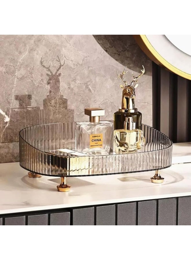 Beauenty Makeup Perfume Organizer, Vanity Tray, Cosmetic Skincare Countertop Organizer for Bathroom, Clear - Image 1