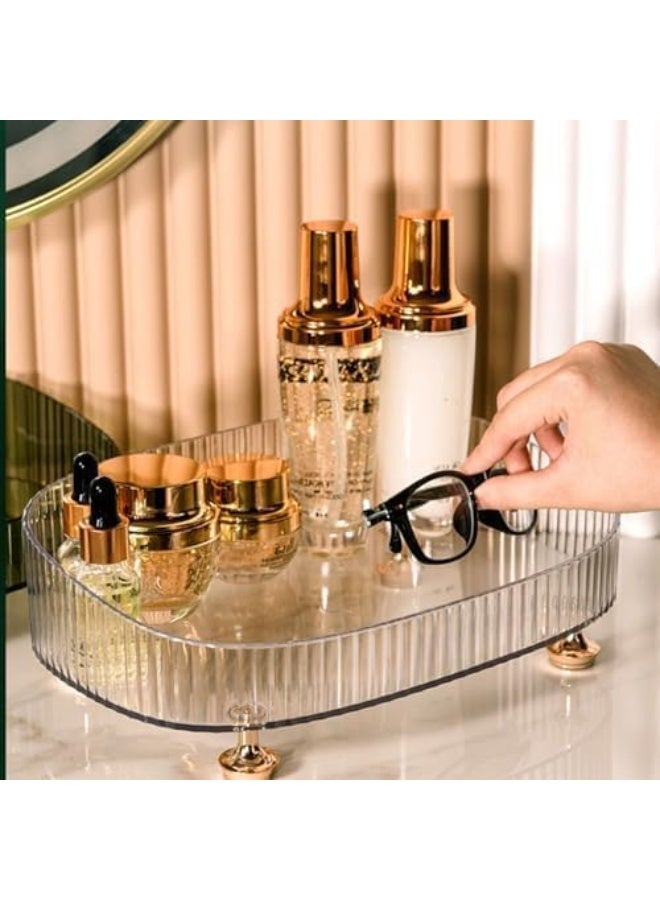 Beauenty Makeup Perfume Organizer, Vanity Tray, Cosmetic Skincare Countertop Organizer for Bathroom, Clear - Image 4