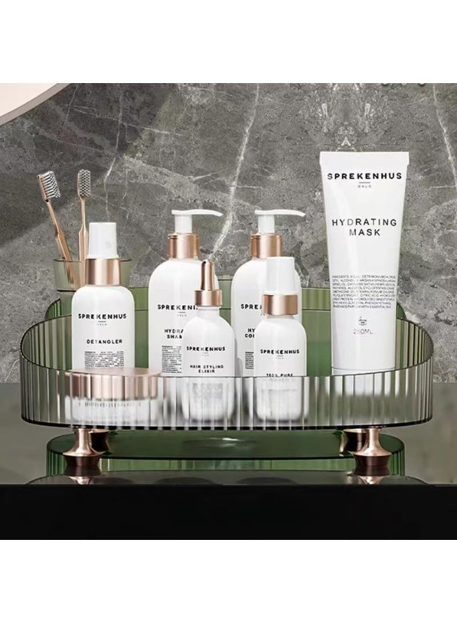 Beauenty Makeup Perfume Organizer, Vanity Tray, Cosmetic Skincare Countertop Organizer for Bathroom, Clear - Image 2