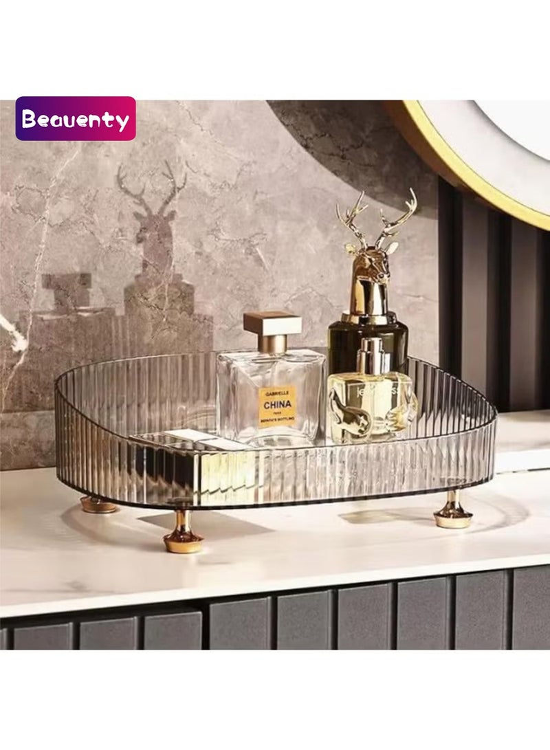 Beauenty Makeup Perfume Organizer, Vanity Tray, Cosmetic Skincare Countertop Organizer for Bathroom, Clear - Image 1