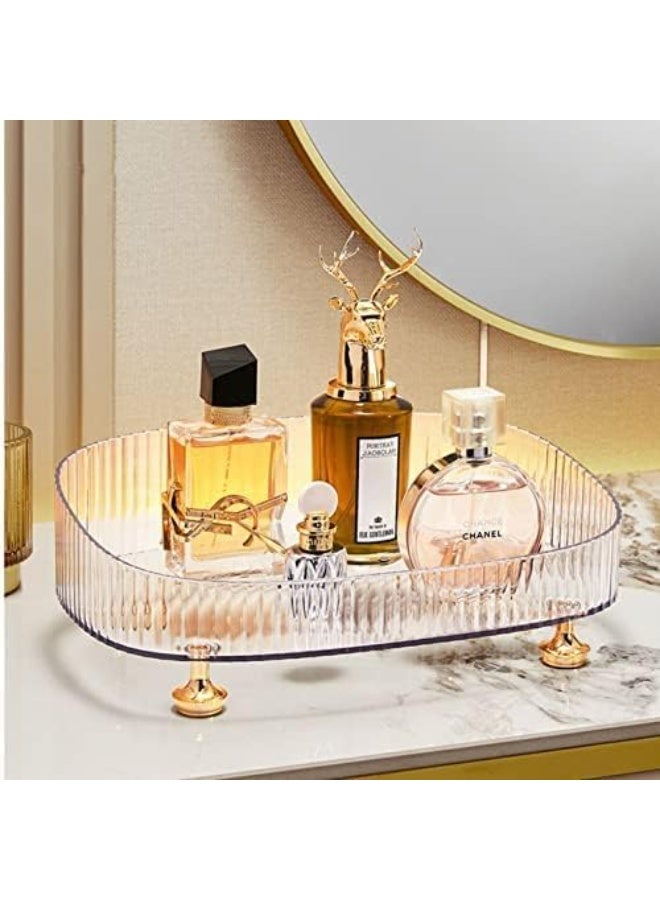 Beauenty Makeup Perfume Organizer, Vanity Tray, Cosmetic Skincare Countertop Organizer for Bathroom, Clear - Image 5