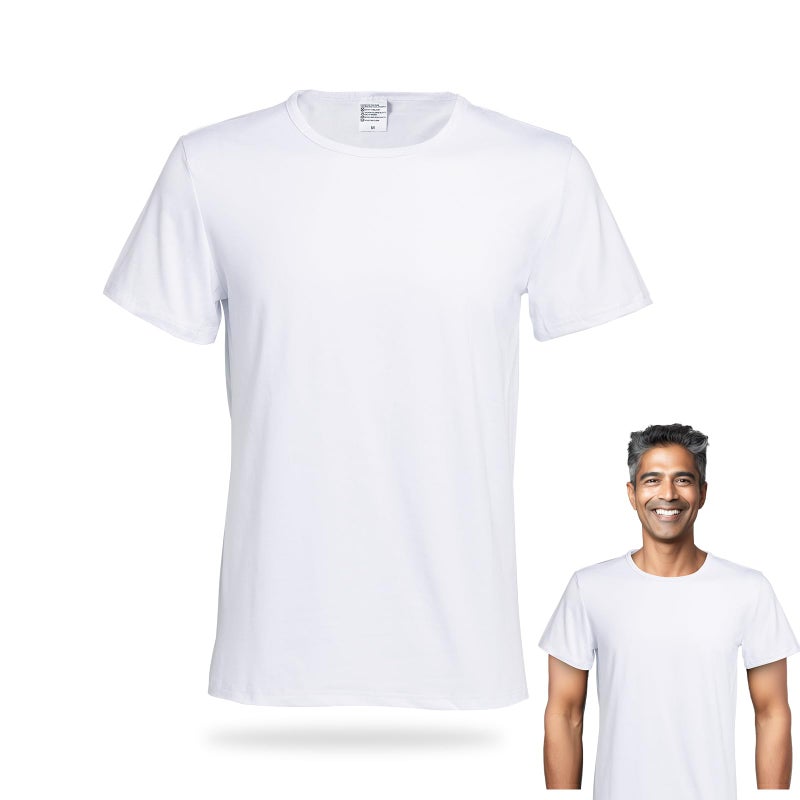 METFUIN Sublimation Blank T-Shirts, Polyester, Crew Neck, White, Unisex (US, Alpha, Large, Regular, Regular, 1, White) - Image 1