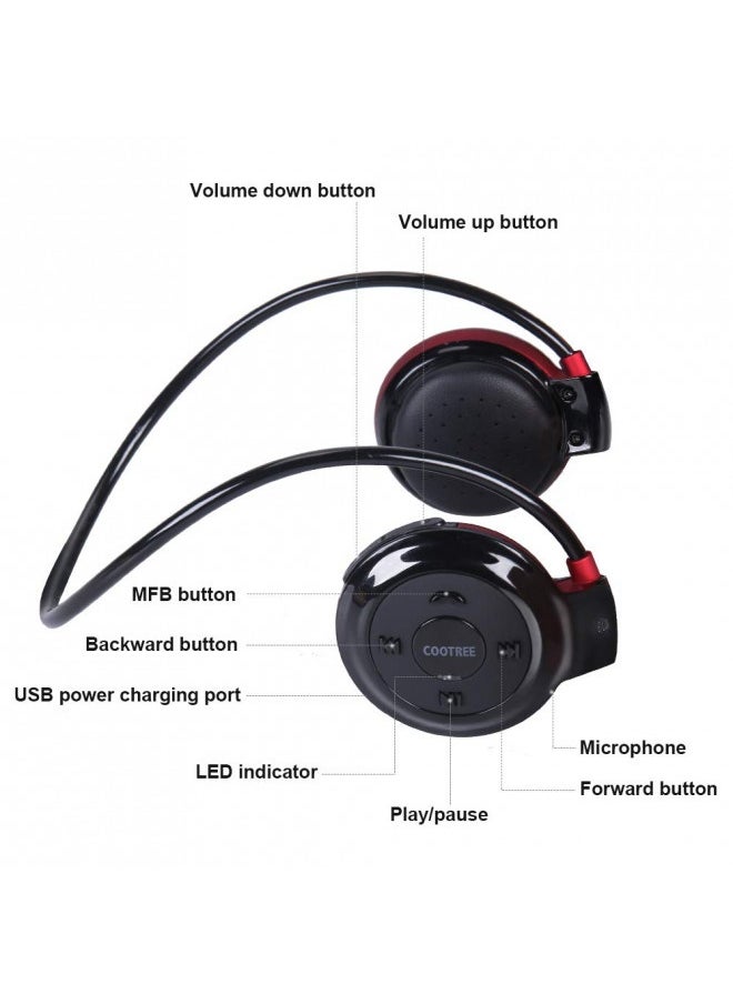 Smatree Cootree Wireless Headphone Sports Headset With Built In Microphone,Bluetooth Headphones Behind The Head,Foldable And Carried In The Purse, Black/Red  - Image 5