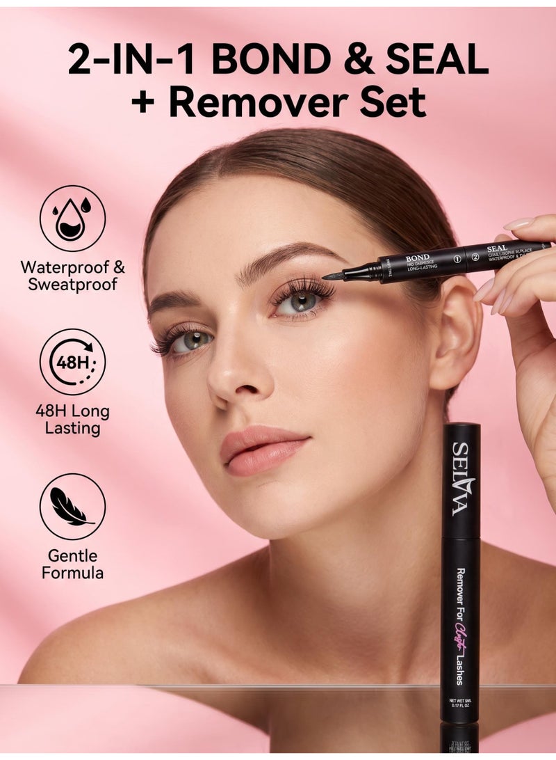 SELVA BEAUTY 2-in-1 Dual Ended Eyelash Extension Kit 5ml Strong Hold Lash Bond Glue and 5ml Fruit Scent Remover Gel Dual Side DIY Lash Adhesive Remover Set - Image 3